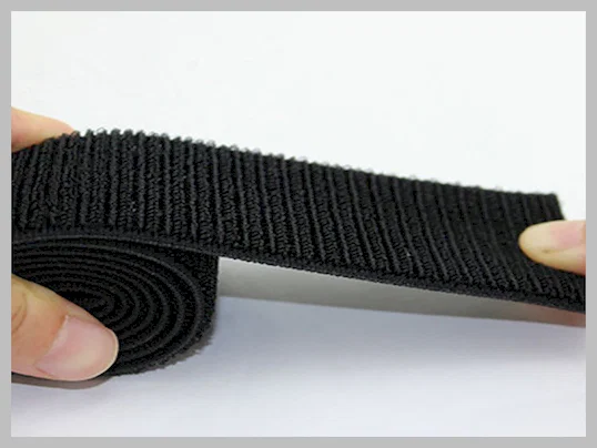 Reusable sticky back black Elastic Hook And Loop Strap/Bandage With Cl